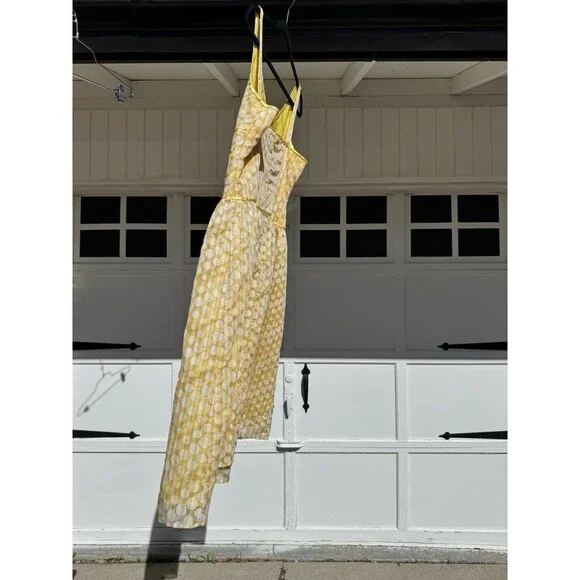 Vintage Robbie Bee Fit and Flare Polka Dot Yellow & White Midi Dress Zipper Sz14 - Picture 10 of 12